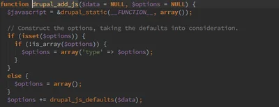 Исходник функции drupal_add_js